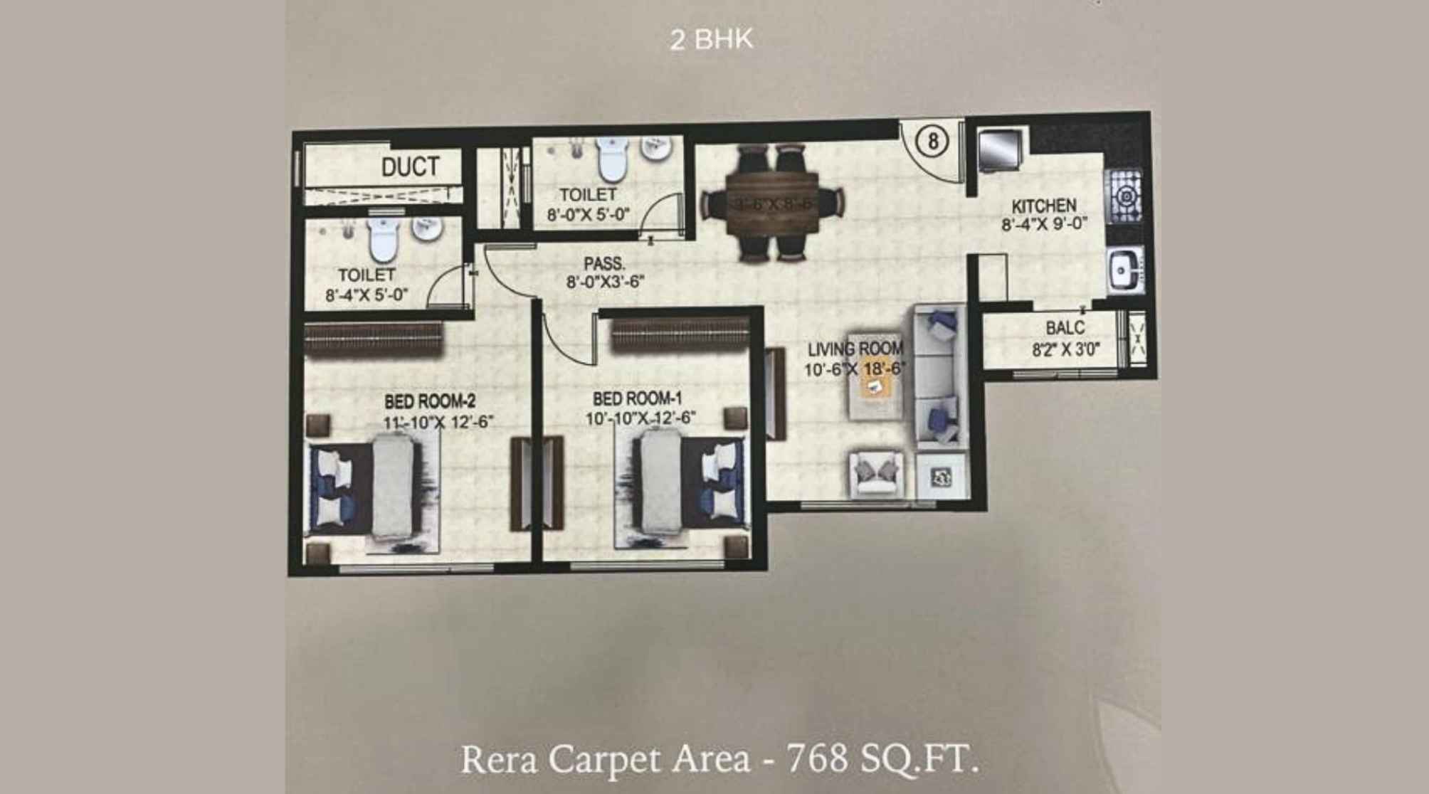 Ajmera-Arham-Floor-Plan-2-BHK-768-Sqft