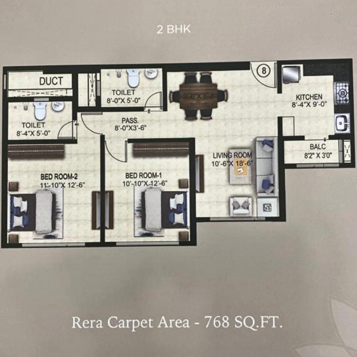 Ajmera-Arham-Floor-Plan-2-BHK-768-Sqft